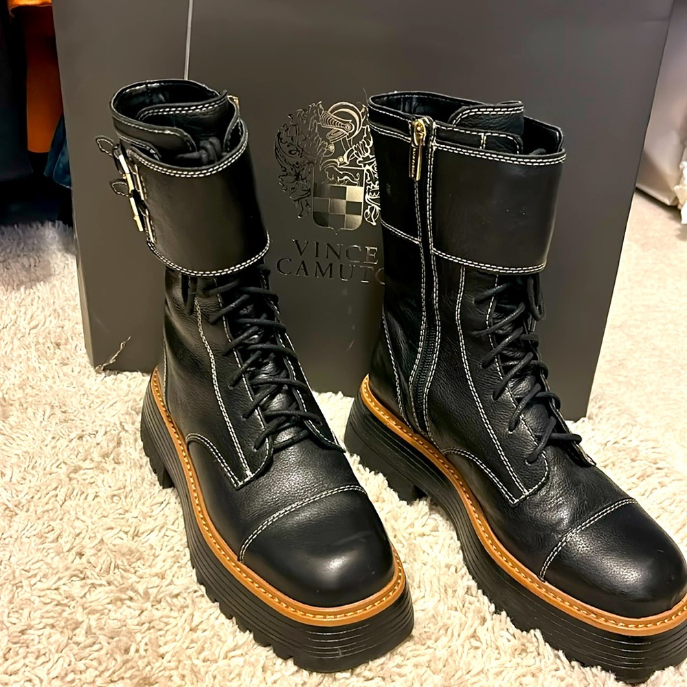 Vince Camino Black Monchia Combat Boots